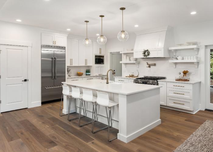 a kitchen with new quartz countertops Boston